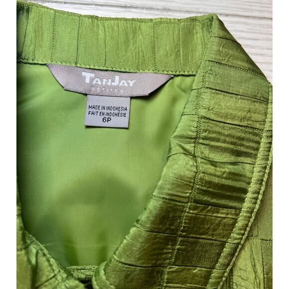 Tan Jay poly rayon lime green ladies jacket sz 6 petite w/ Christmas pin.Holiday - Picture 6 of 9